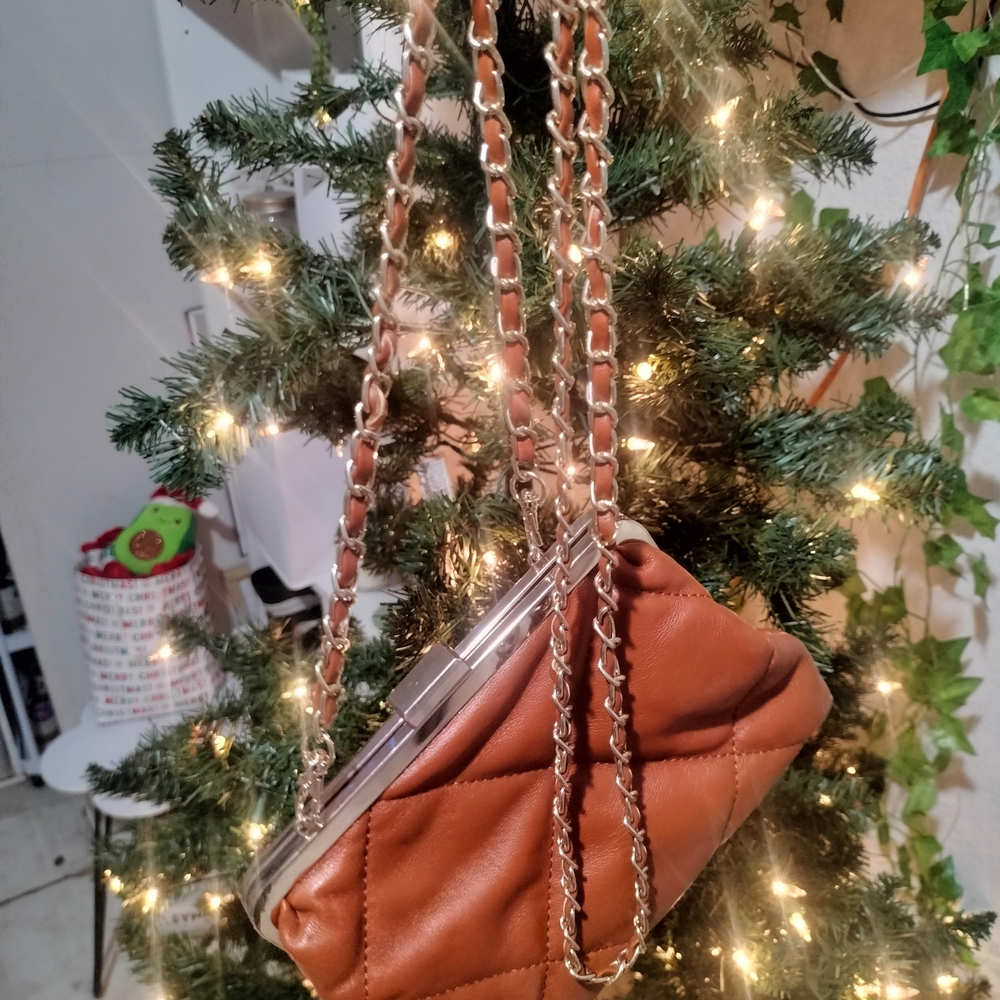 Urban Expressions Tan Quilted Chain Clutch